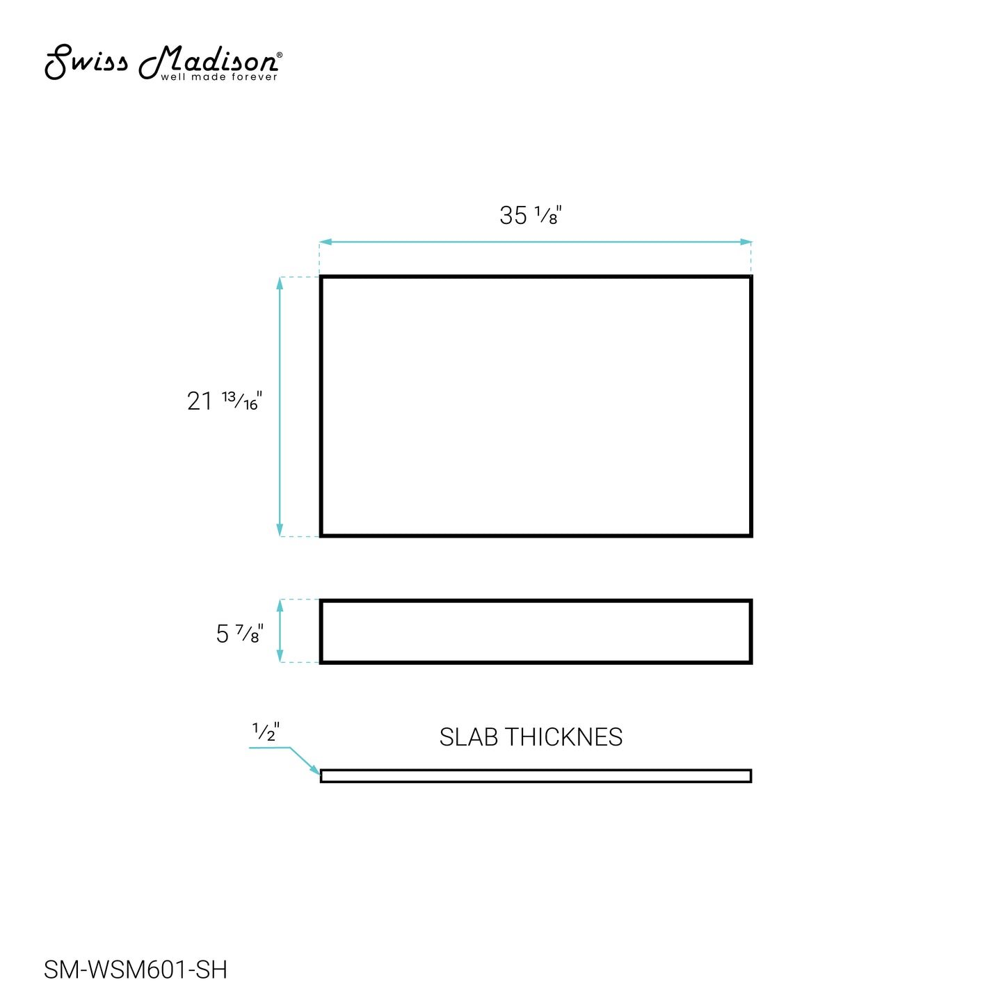 Swiss Madison, Monaco 36" Floating Bathroom Shelf in White Marble (SM-VS252)