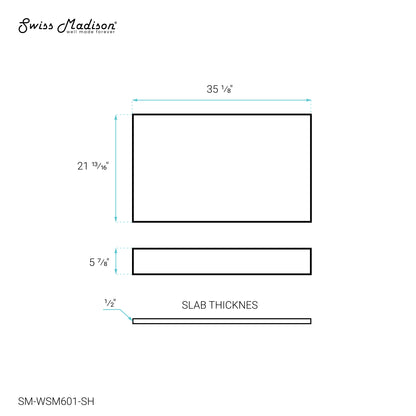 Swiss Madison, Monaco 36" Floating Bathroom Shelf in White Marble (SM-VS252)