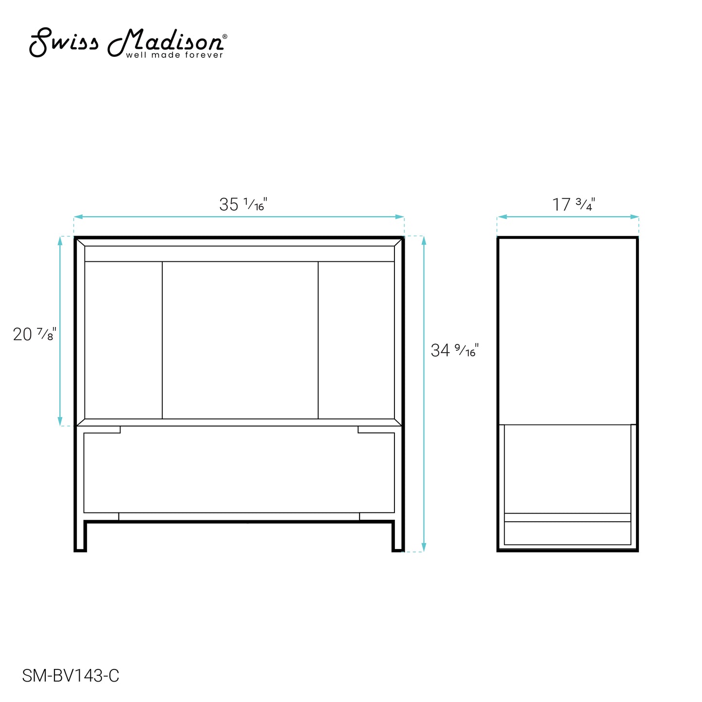 Swiss Madison Marseille 36-inch bathroom vanity in Oak - Cabinet Only — view 4