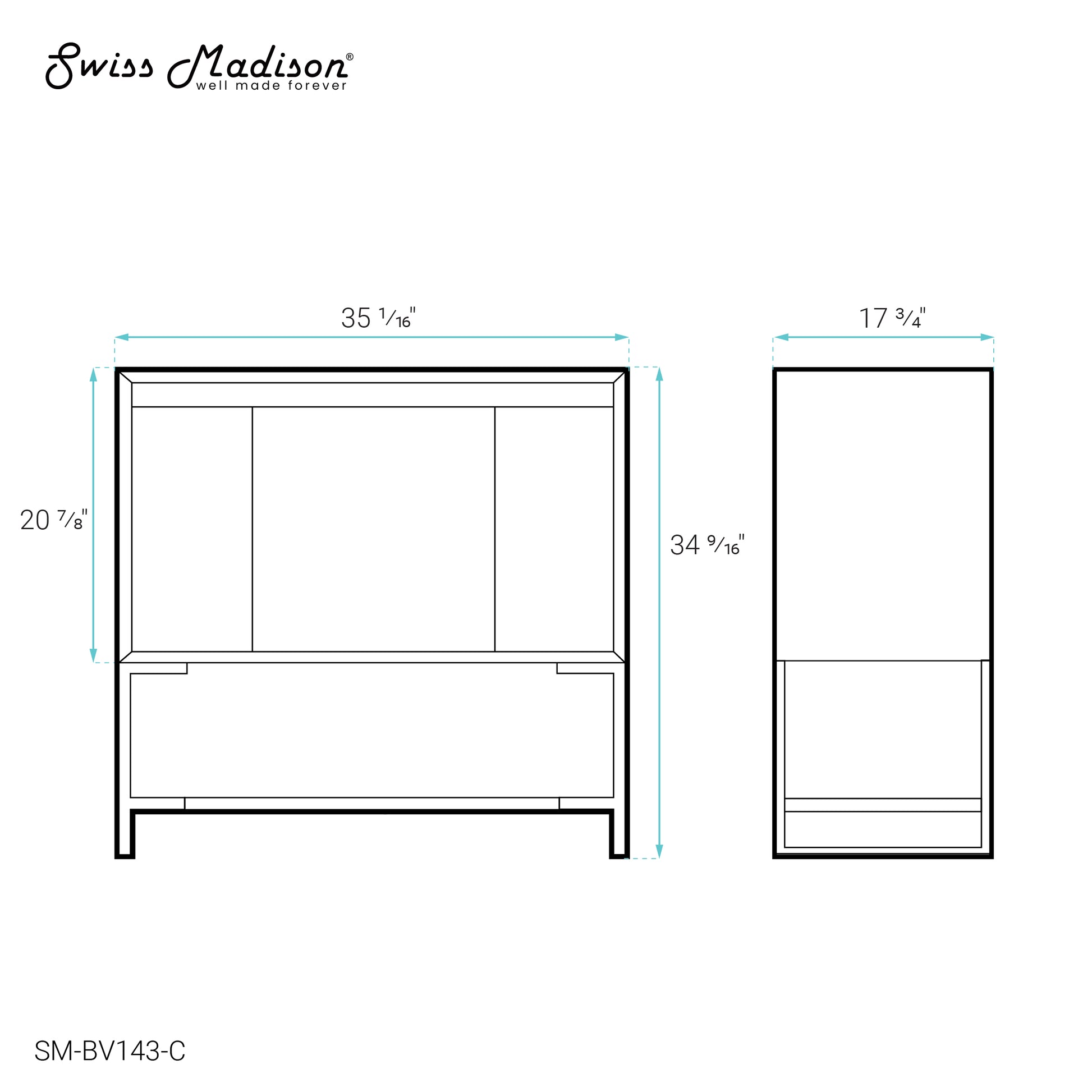 Swiss Madison Marseille 36-inch bathroom vanity in Oak - Cabinet Only — view 4