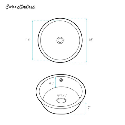 Swiss Madison, Monaco 16" Ceramic Undermount Bathroom Sink in Matte Black