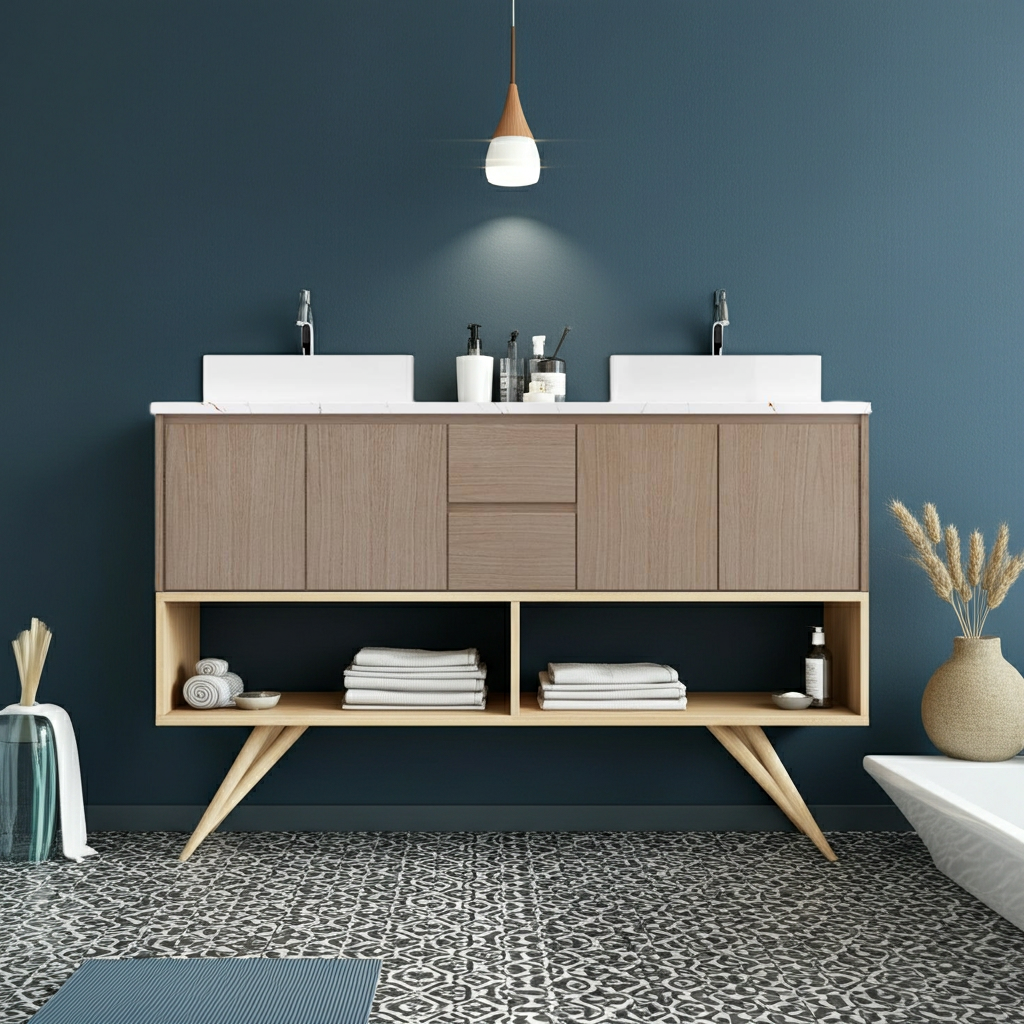 Vanderloc Gilded Double Bath Floating Vanity (Add Top & Faucet)