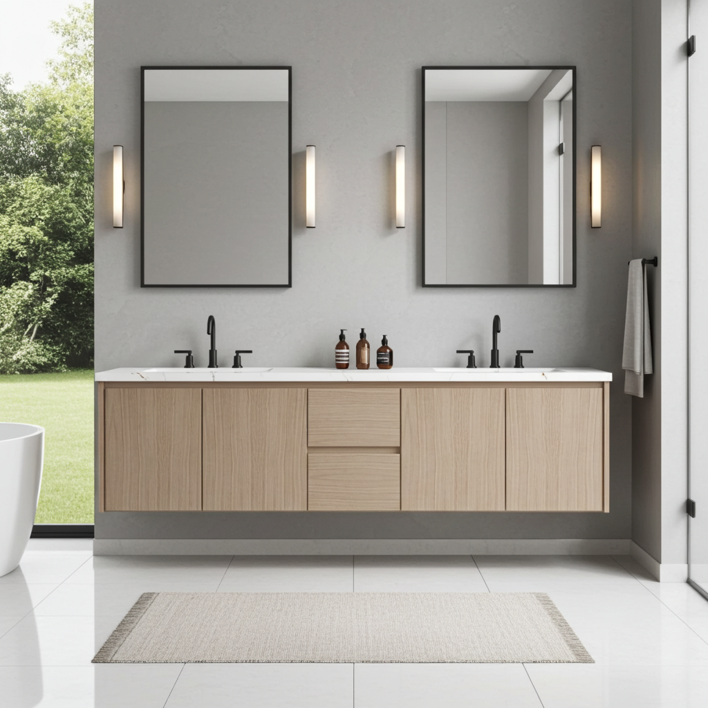 Vanderloc Gilded Double Bath Floating Vanity (Add Top & Faucet)