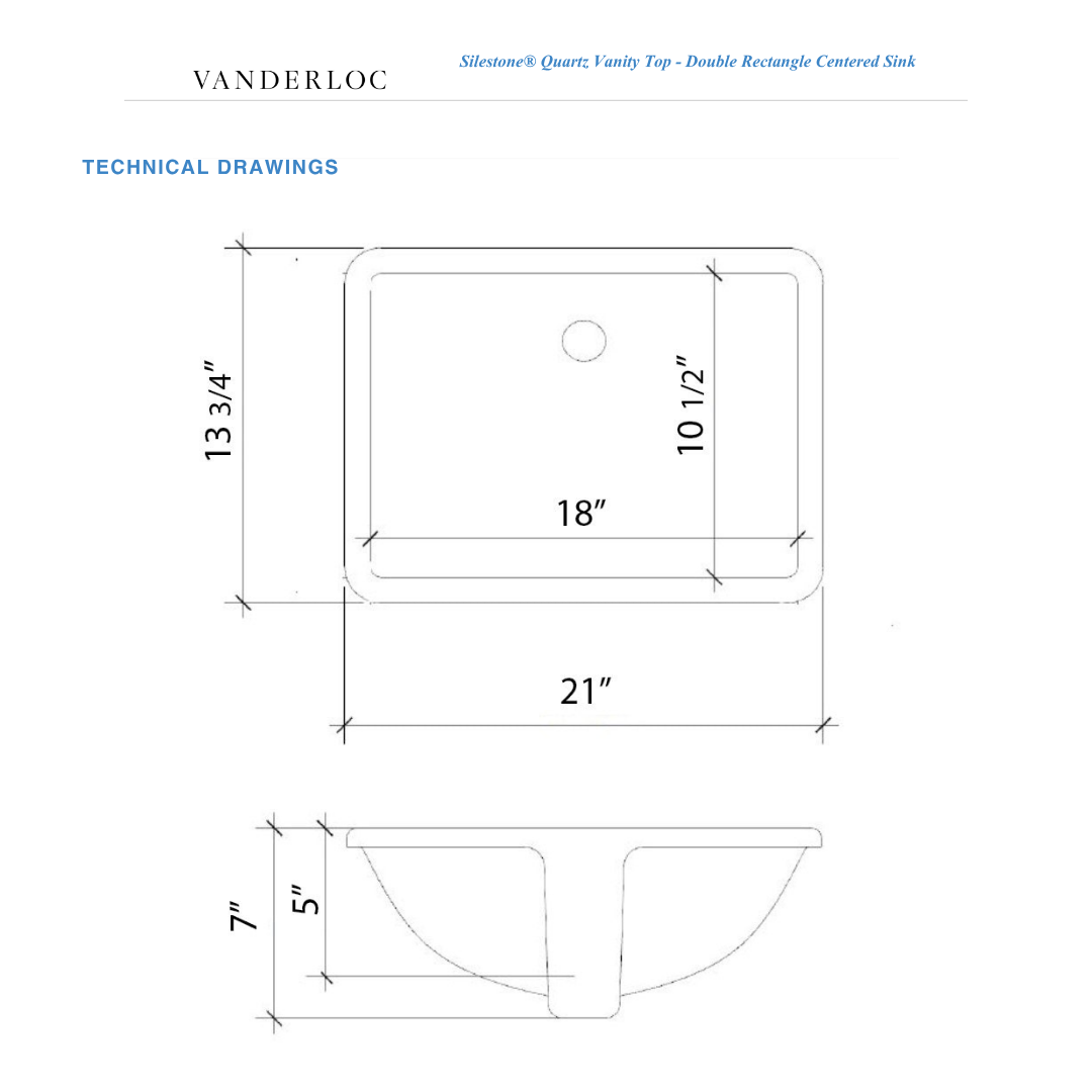 Vanderloc 79" Silestone® Quartz Vanity Top Double Rectangle Centered Sink