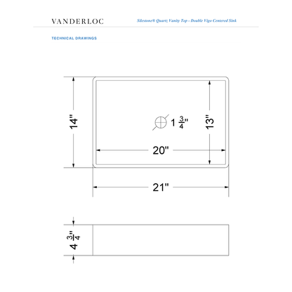 Vanderloc 85" Silestone® Quartz Vanity Top Double Vigo Centered Sink