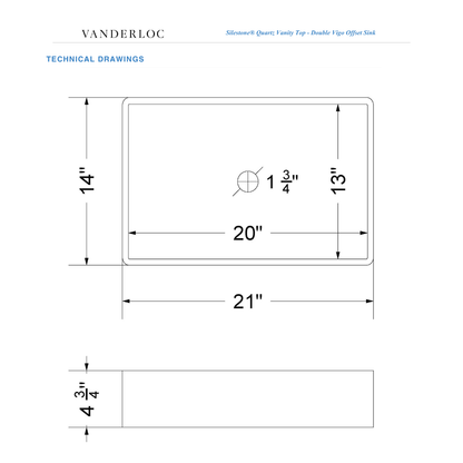 Vanderloc 61" Silestone® Quartz Vanity Top Double Vigo Offset Sink