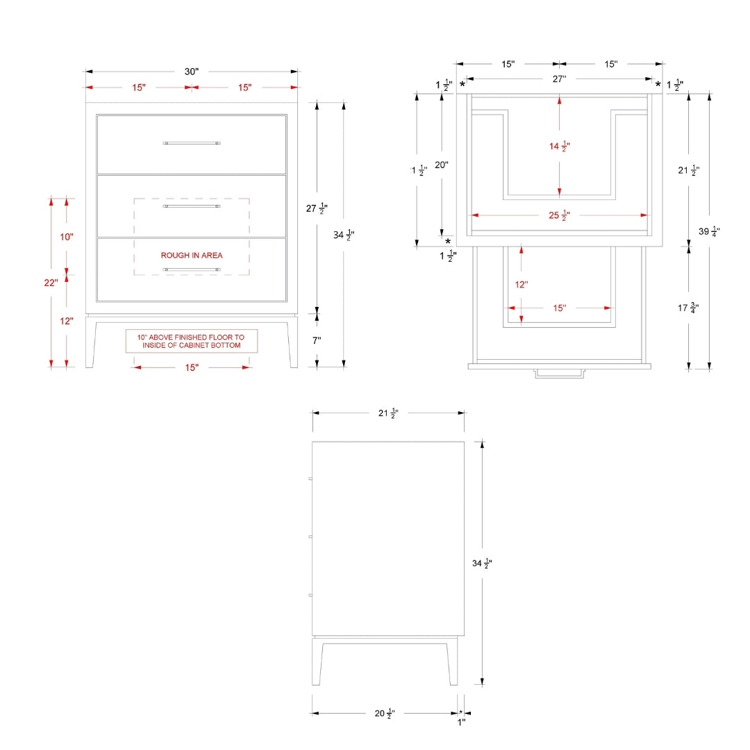 Vanderloc Alexandra Three-Drawer Single Bath Vanity