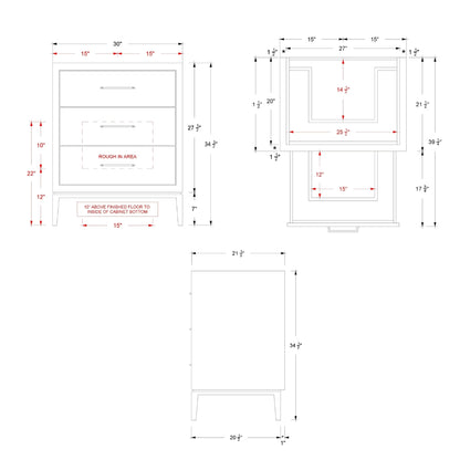 Vanderloc Alexandra Three-Drawer Single Bath Vanity