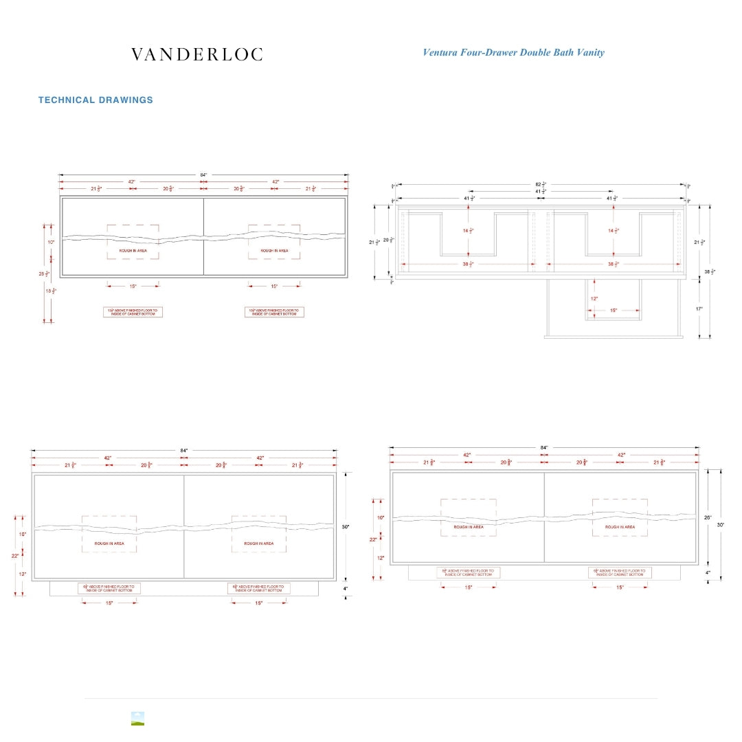 Vanderloc Ventura Four-Drawer Double bathroom vanity — view 8