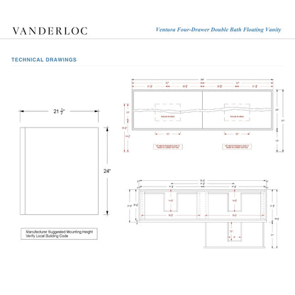Vanderloc Ventura Four-Drawer Double Bath Floating Vanity