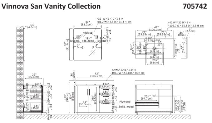 Vinnova San 42-inch freestanding bathroom vanity in Natural Walnut — view 17