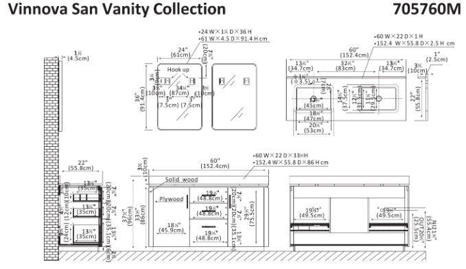 Vinnova San freestanding bathroom vanity in Fir Wood Brown — view 14