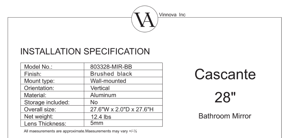 Vinnova, Cascante 28 in. W x 28 in. H Round Metal Wall Mirror in Brushed Black