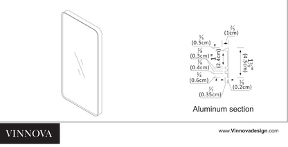 Vinnova, Mutriku 18 in. W x 36 in. H Rectangle Metal Wall Mirror in Brushed Gold
