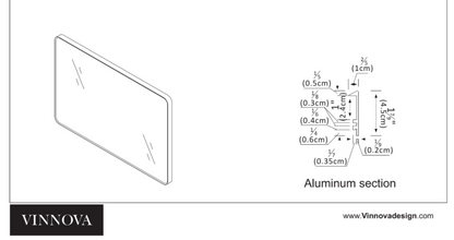 Vinnova, Mutriku 48 in. W x 32 in. H Rectangle Metal Wall Mirror in Brushed Gold