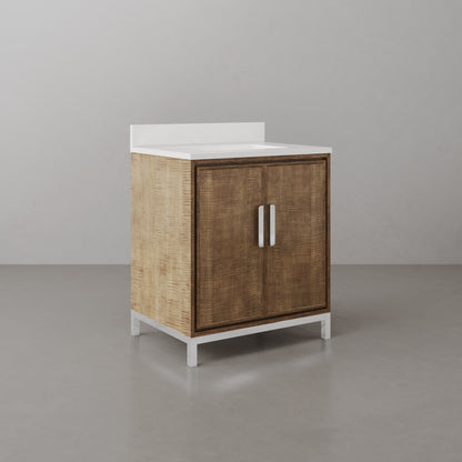 Westin 30 in. x 34.4 in. H Single Sink Bath Vanity in Lustrous Walnut with White Brook Quartz Top | Water Creation