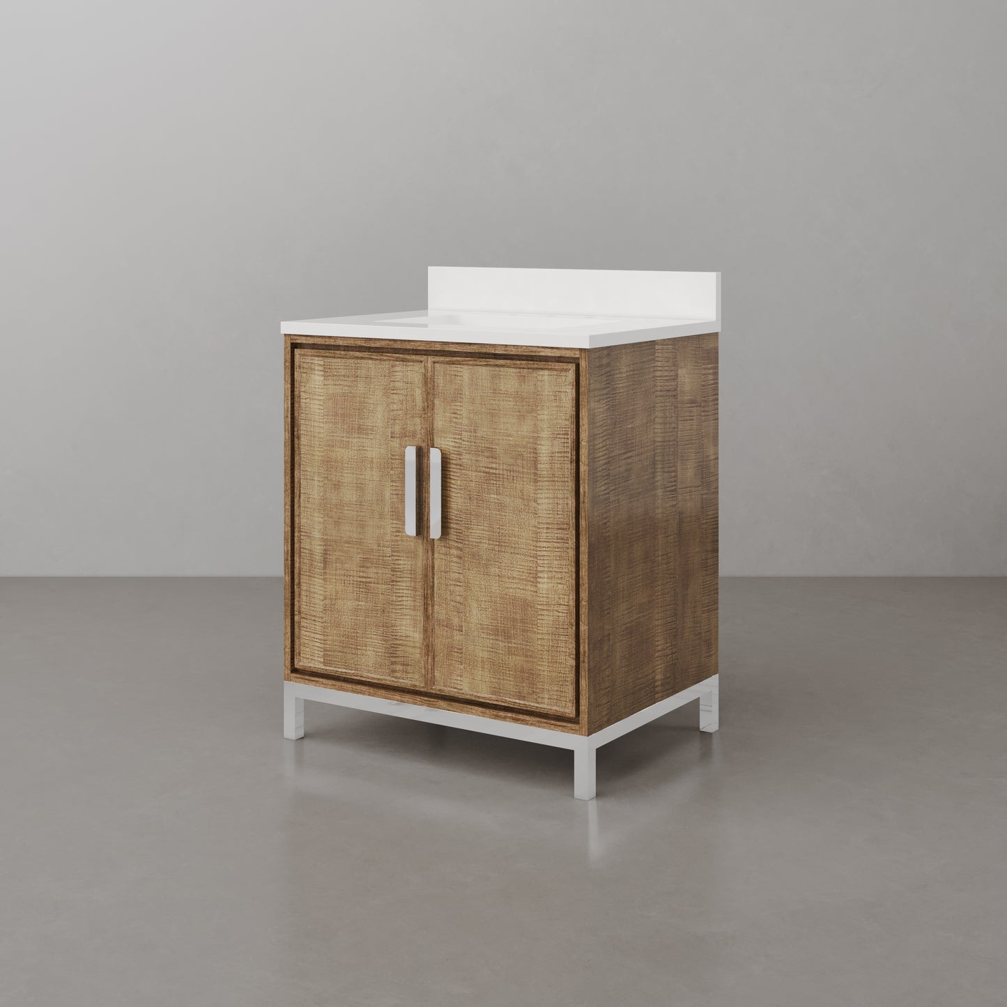 Westin 30 in. x 34.4 in. H Single Sink Bath Vanity in Lustrous Walnut with White Brook Quartz Top | Water Creation