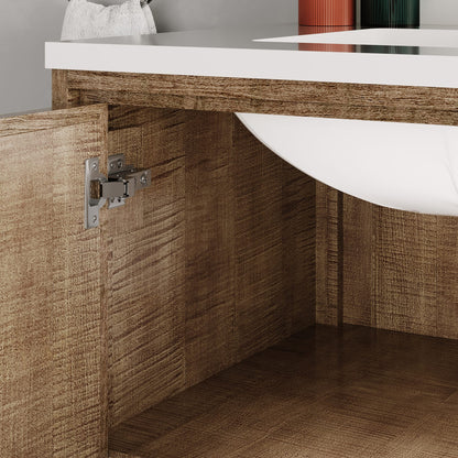 Westin 30 in. x 34.4 in. H Single Sink Bath Vanity in Lustrous Walnut with White Brook Quartz Top | Water Creation