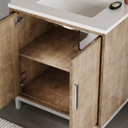 Westin 30 in. x 34.4 in. H Single Sink Bath Vanity in Lustrous Walnut with White Brook Quartz Top | Water Creation