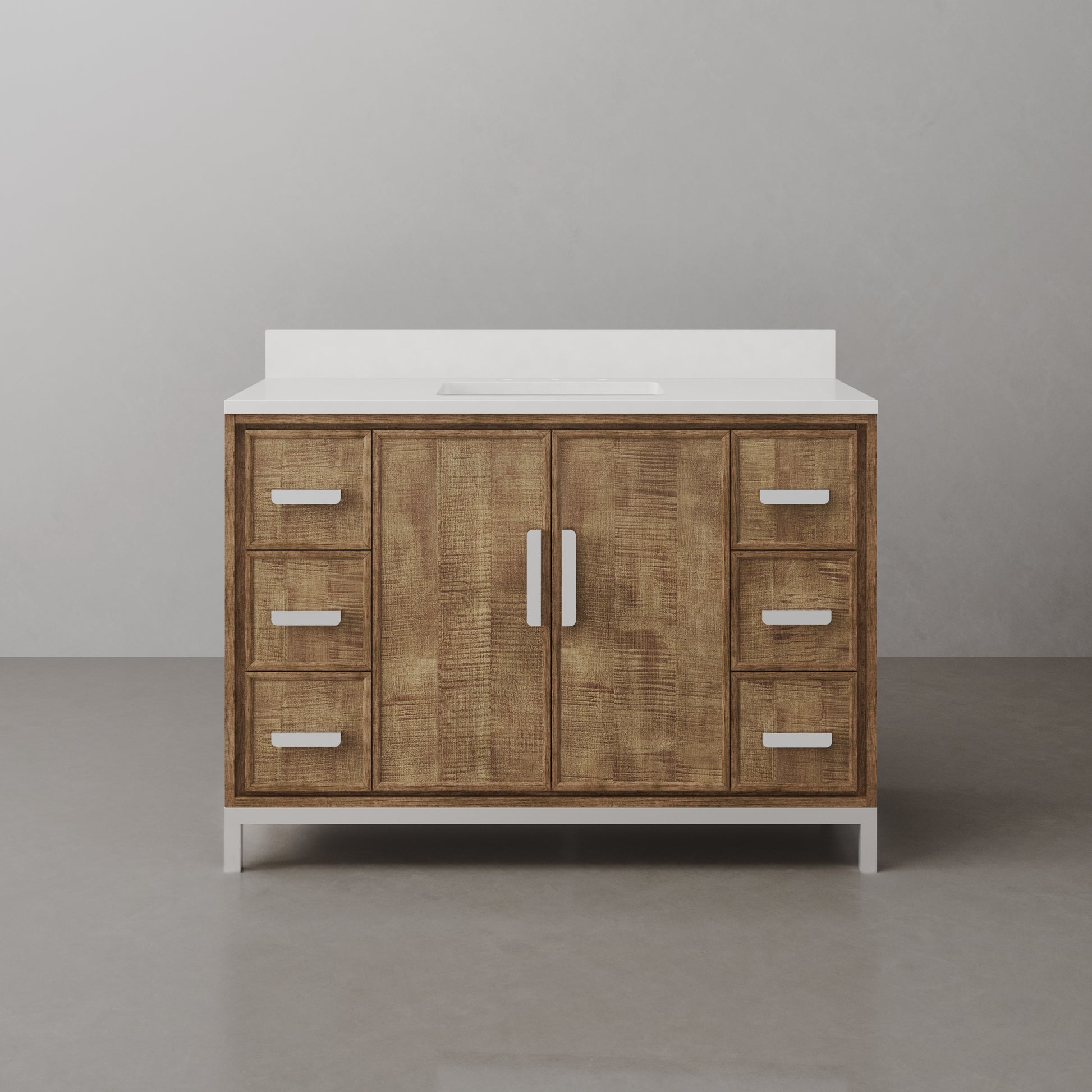 Westin 48 in. x 34.4 in. H Single Sink Bath Vanity in Lustrous Walnut with White Brook Quartz Top | Water Creation
