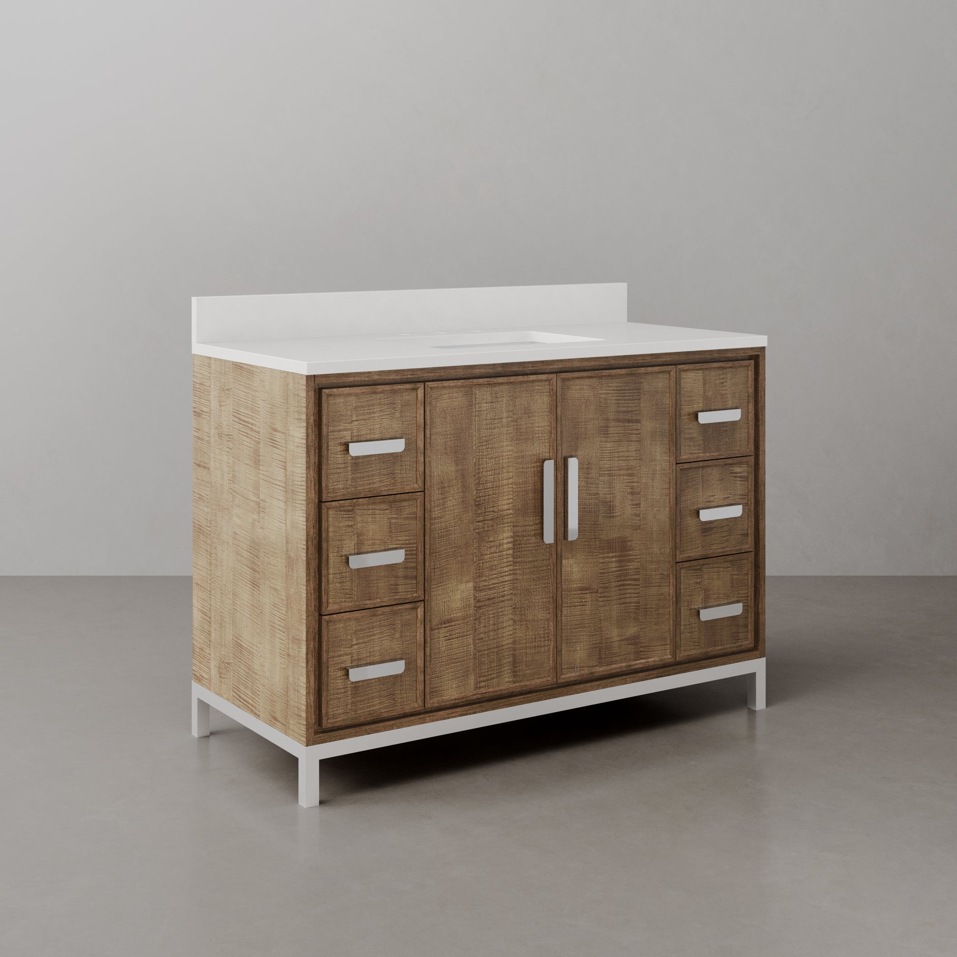 Westin 48 in. x 34.4 in. H Single Sink Bath Vanity in Lustrous Walnut with White Brook Quartz Top | Water Creation