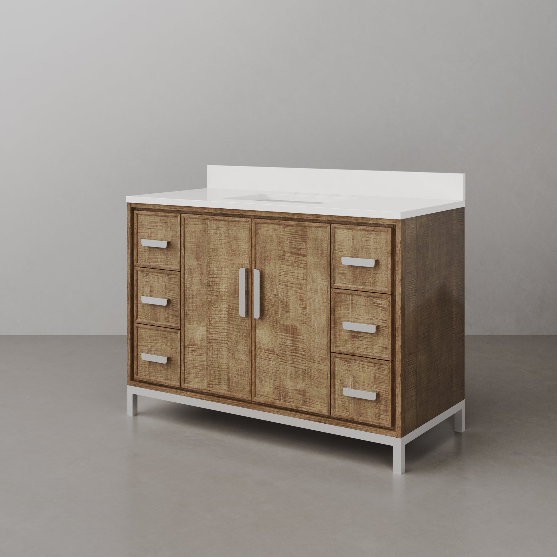 Westin 48 in. x 34.4 in. H Single Sink Bath Vanity in Lustrous Walnut with White Brook Quartz Top | Water Creation