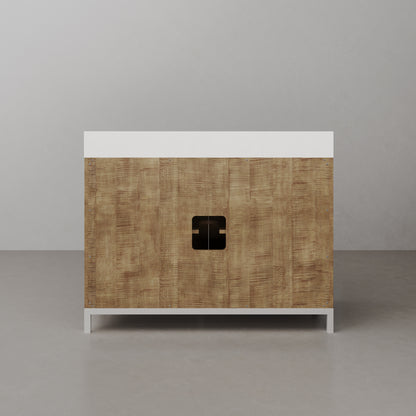 Westin 48 in. x 34.4 in. H Single Sink Bath Vanity in Lustrous Walnut with White Brook Quartz Top | Water Creation