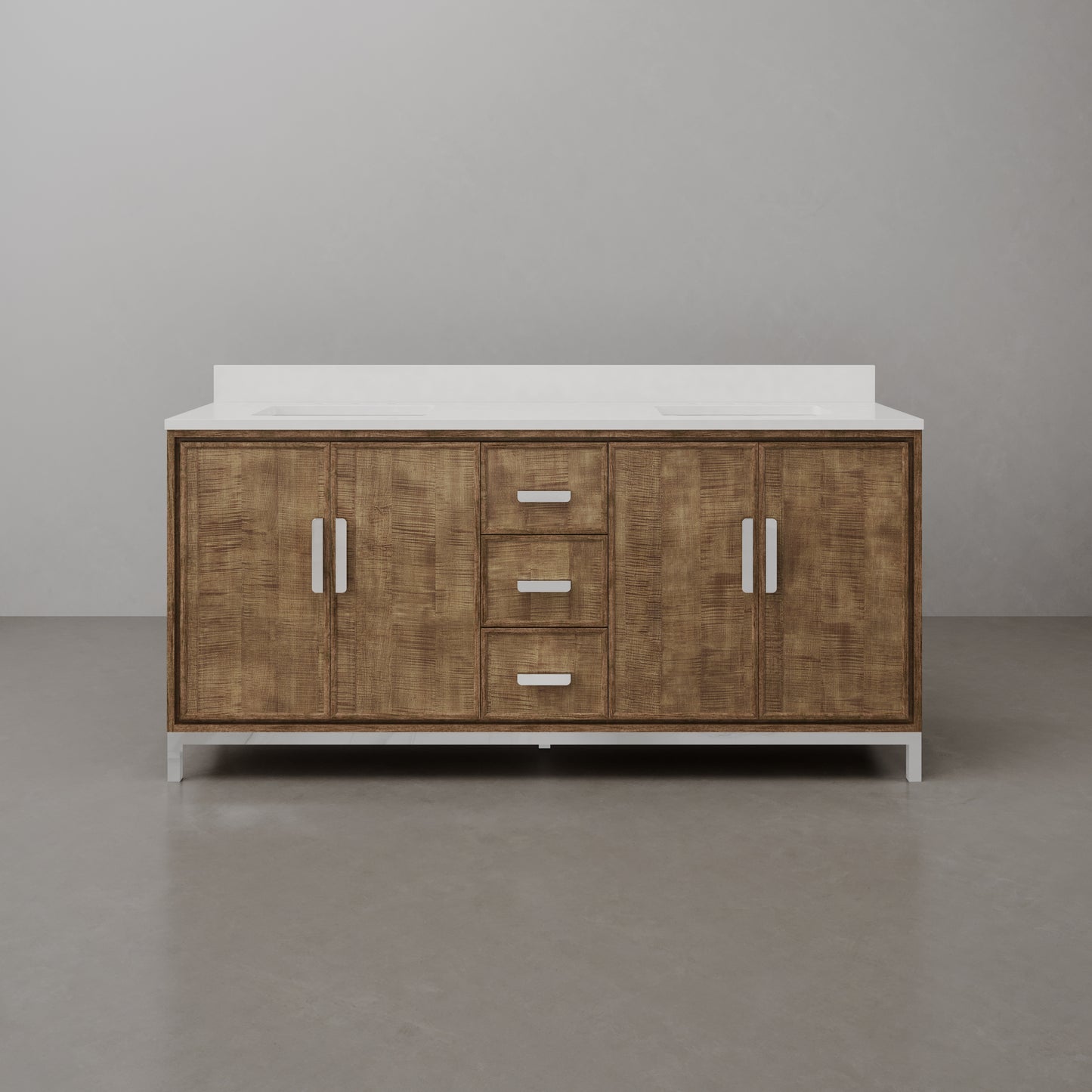 Westin 72 in. x 34.4 in. H Double Sink Bath Vanity in Lustrous Walnut with White Brook Quartz Top | Water Creation