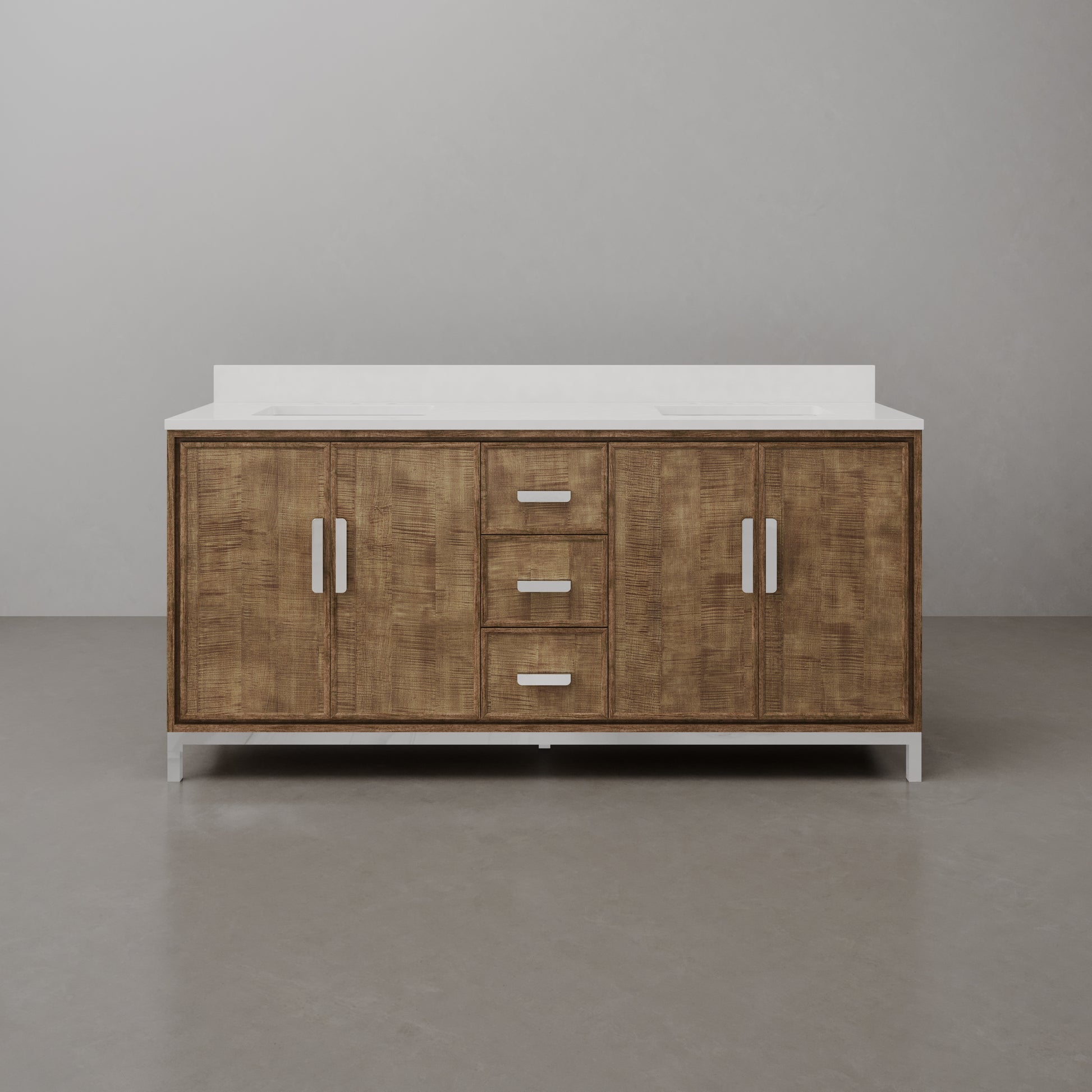 Westin 72 in. x 34.4 in. H Double Sink Bath Vanity in Lustrous Walnut with White Brook Quartz Top | Water Creation
