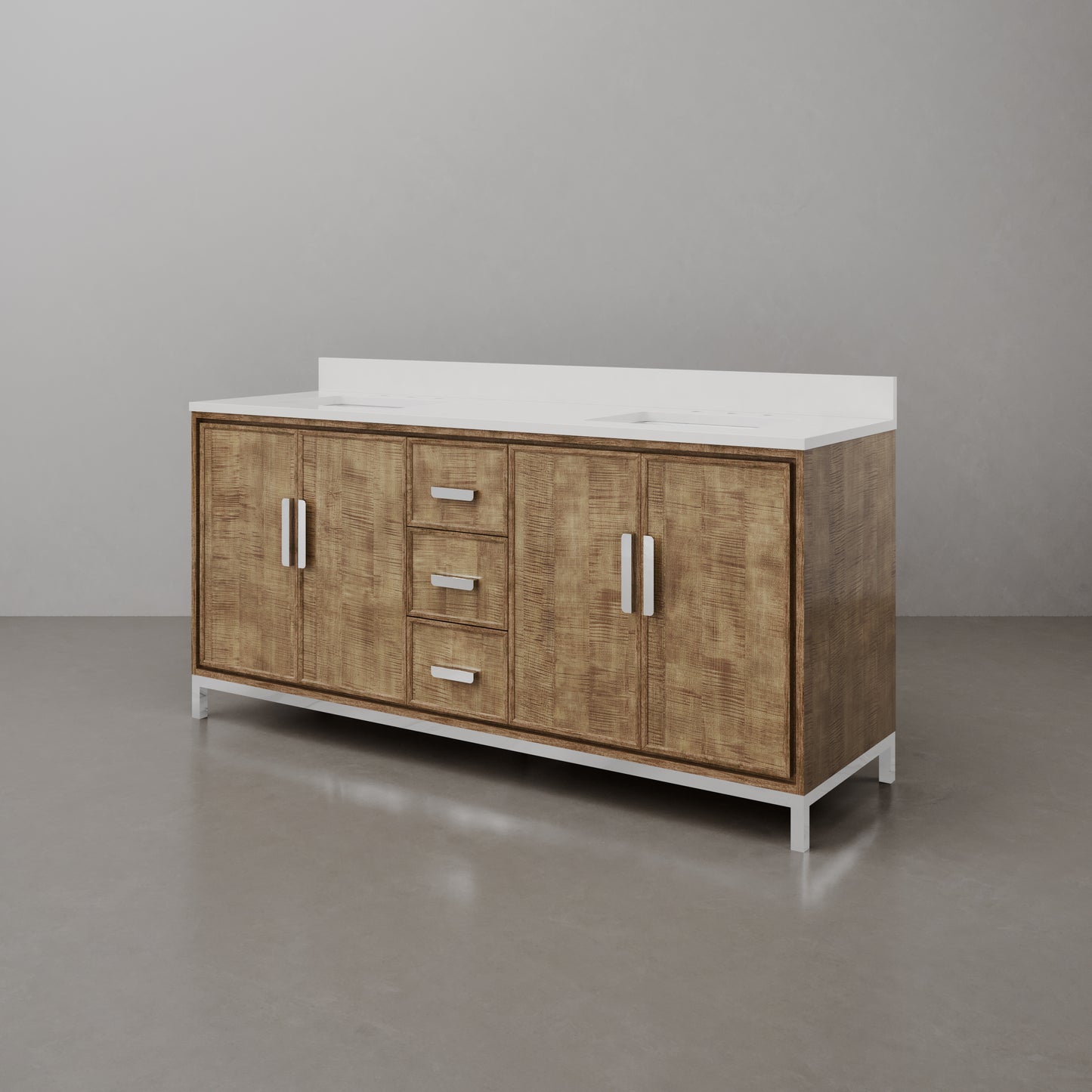 Westin 72 in. x 34.4 in. H Double Sink Bath Vanity in Lustrous Walnut with White Brook Quartz Top | Water Creation