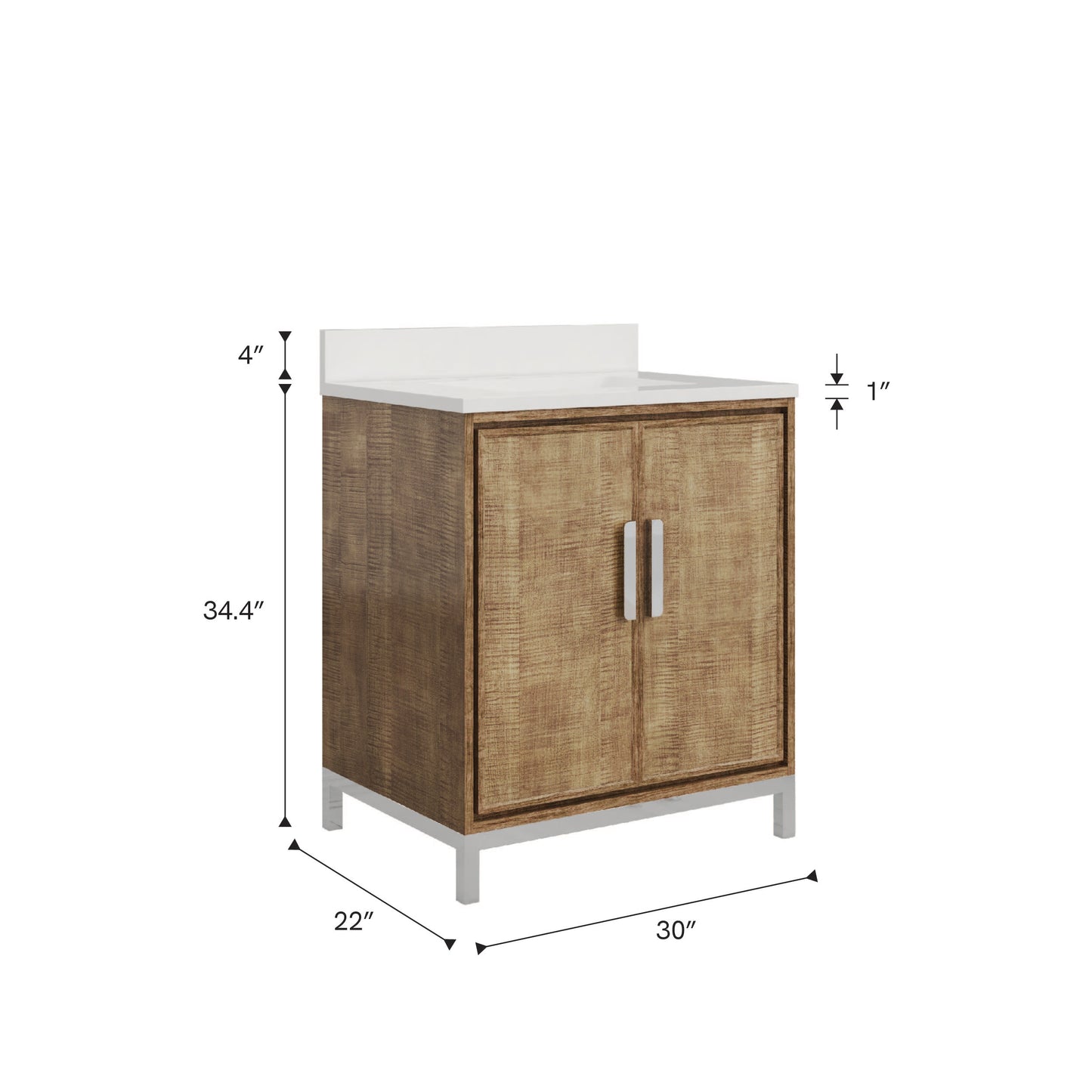 Westin 30 in. x 34.4 in. H Single Sink Bath Vanity in Lustrous Walnut with White Brook Quartz Top | Water Creation
