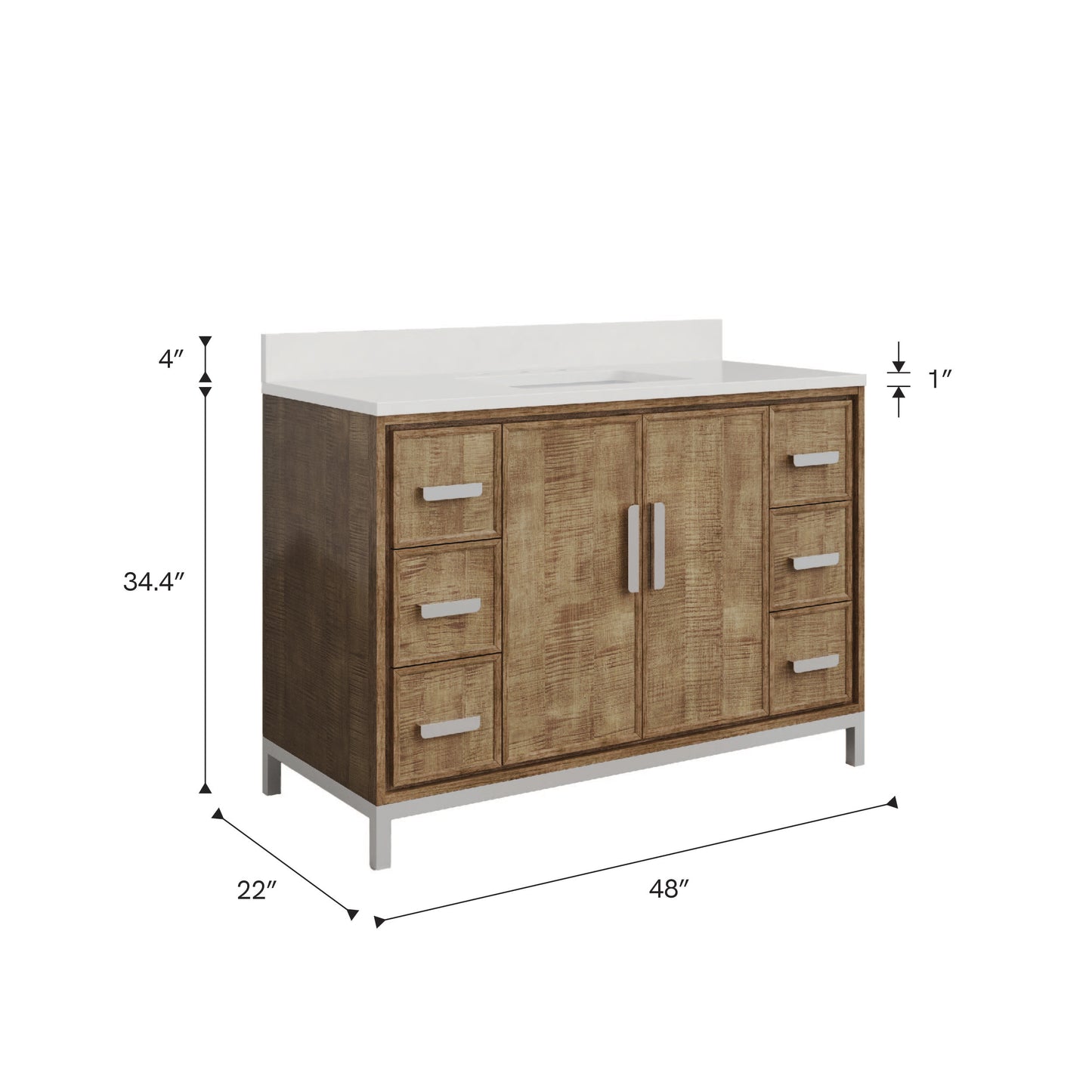 Westin 48 in. x 34.4 in. H Single Sink Bath Vanity in Lustrous Walnut with White Brook Quartz Top | Water Creation