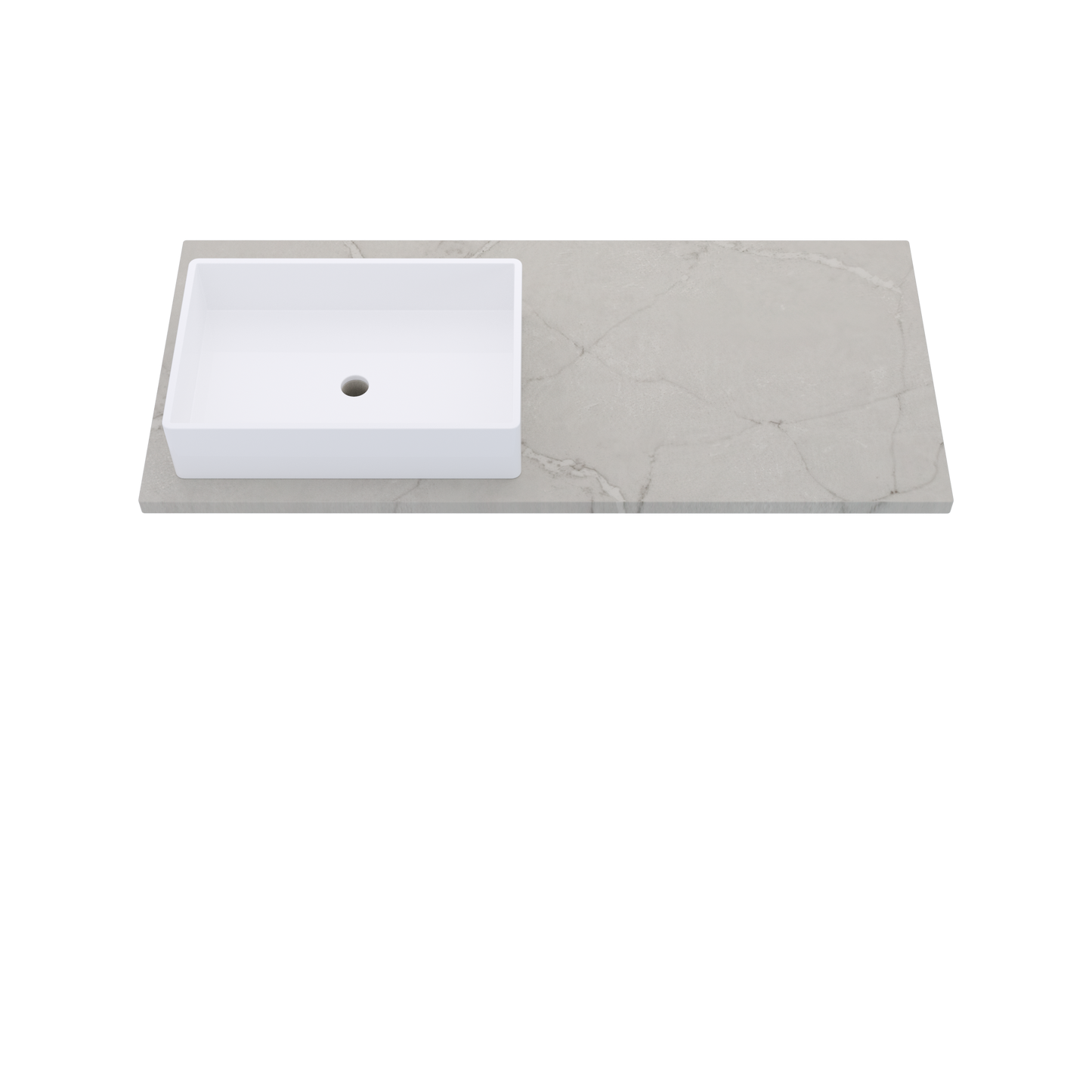 49" Vanderloc Silestone® Quartz Bathroom Vanity Top | Single Rectangle Sink | Offset in Victorian Silver