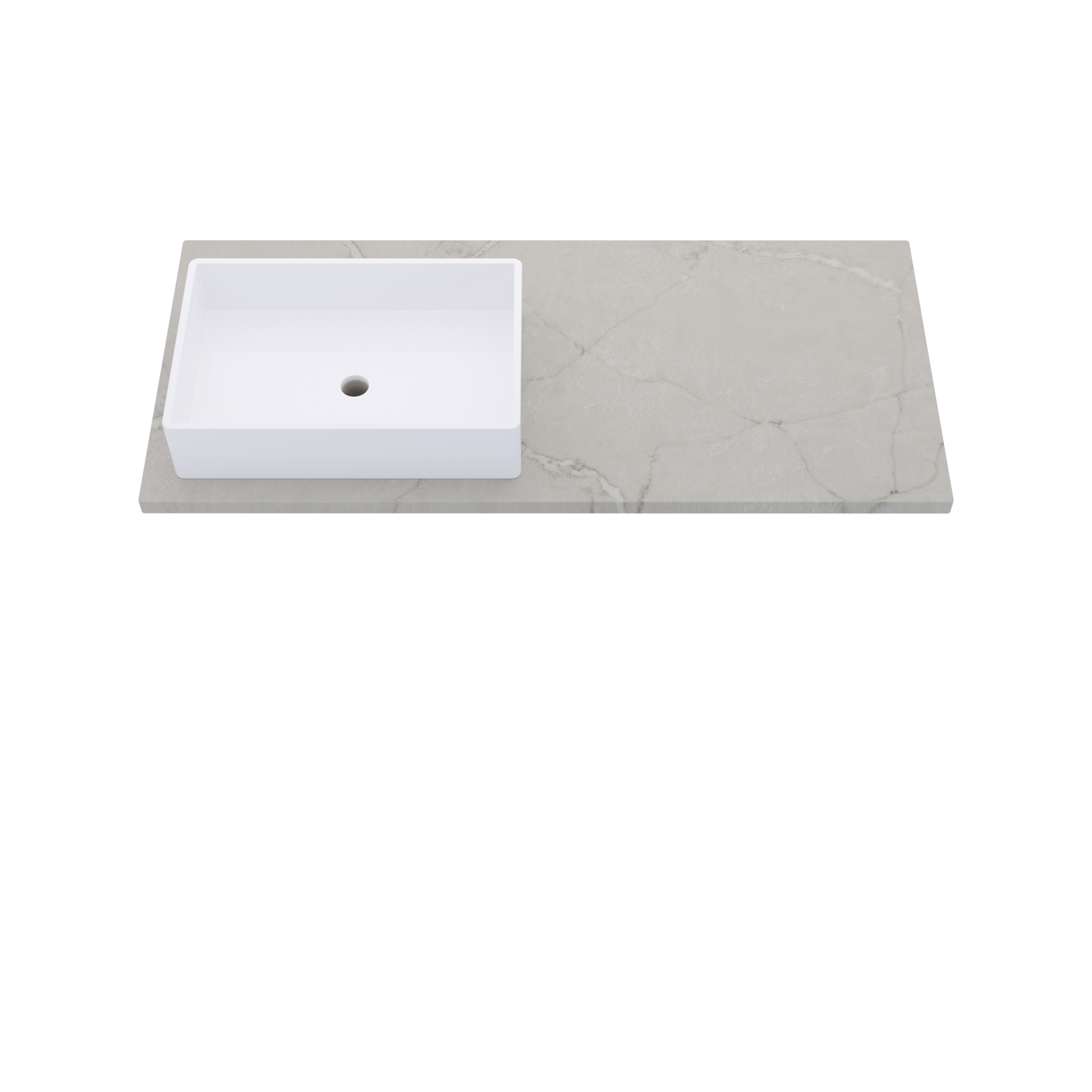 49" Vanderloc Silestone® Quartz Bathroom Vanity Top | Single Rectangle Sink | Offset in Victorian Silver