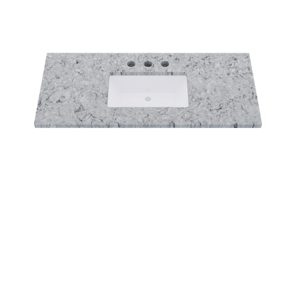 49" Vanderloc Silestone® Quartz Bathroom Vanity Top | Single Rectangle Sink | Centered in Pietra