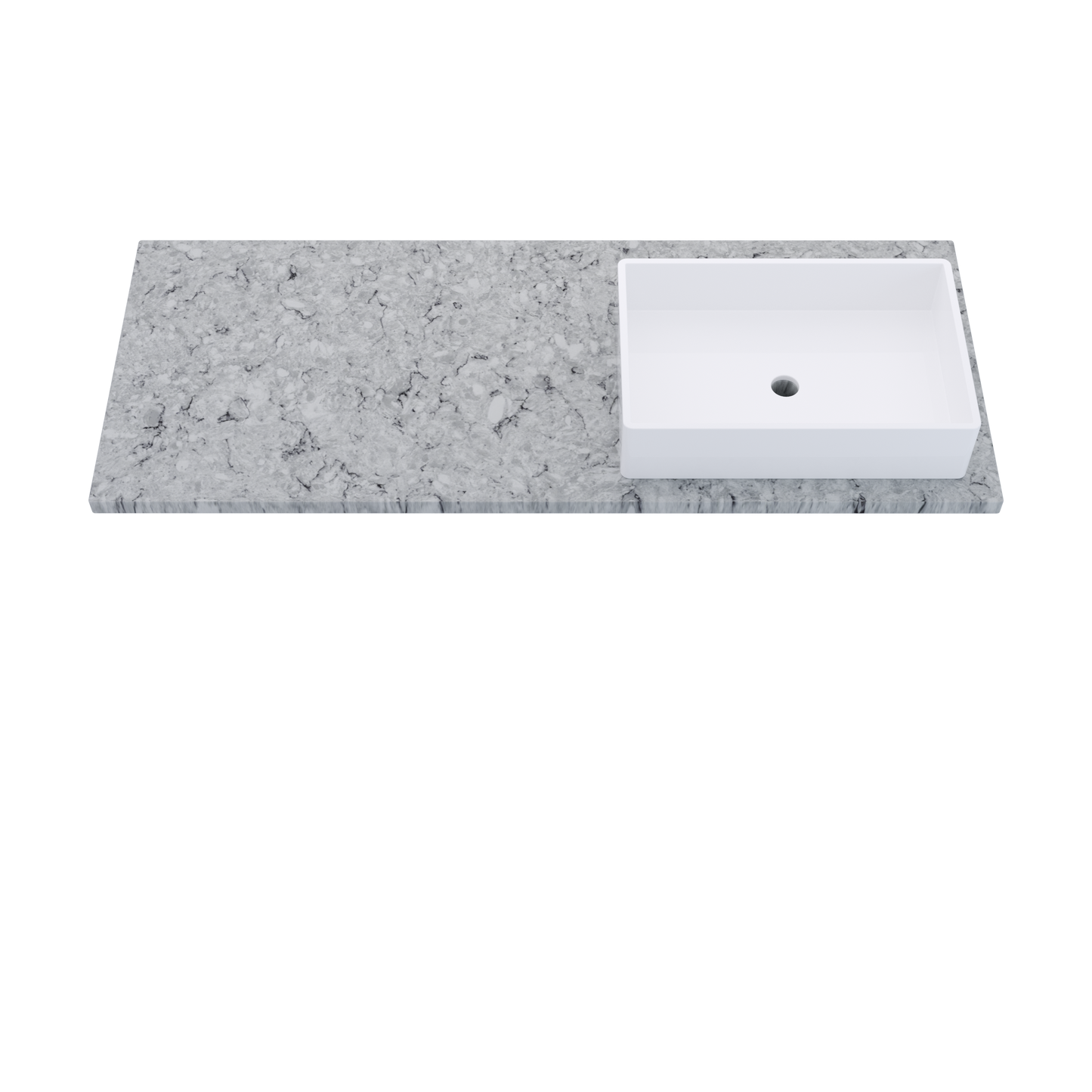 55" Vanderloc Silestone® Quartz Bathroom Vanity Top | Single Vigo Sink | Offset in Pietra