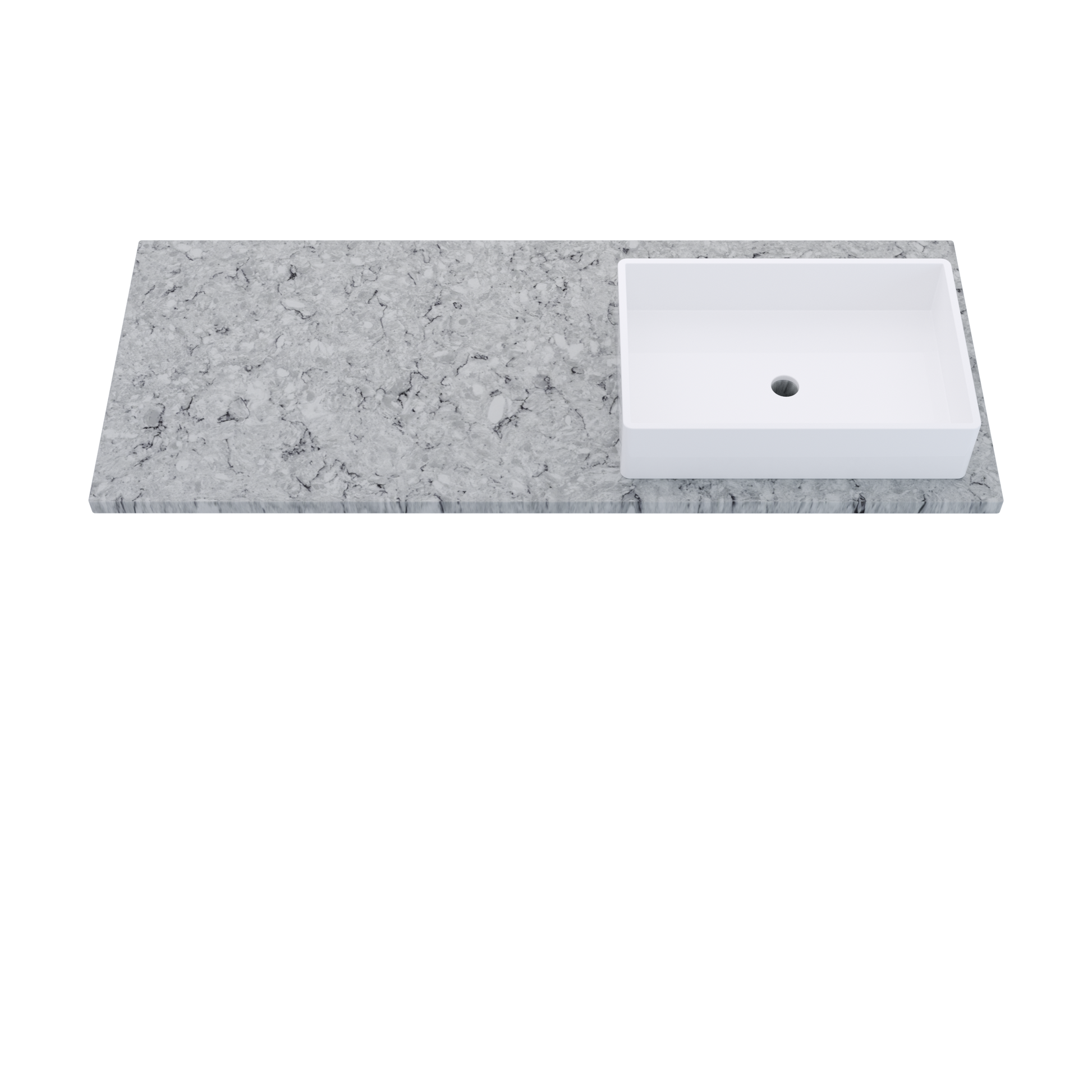 55" Vanderloc Silestone® Quartz Bathroom Vanity Top | Single Vigo Sink | Offset in Pietra