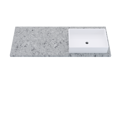 55" Vanderloc Silestone® Quartz Bathroom Vanity Top | Single Vigo Sink | Offset in Pietra