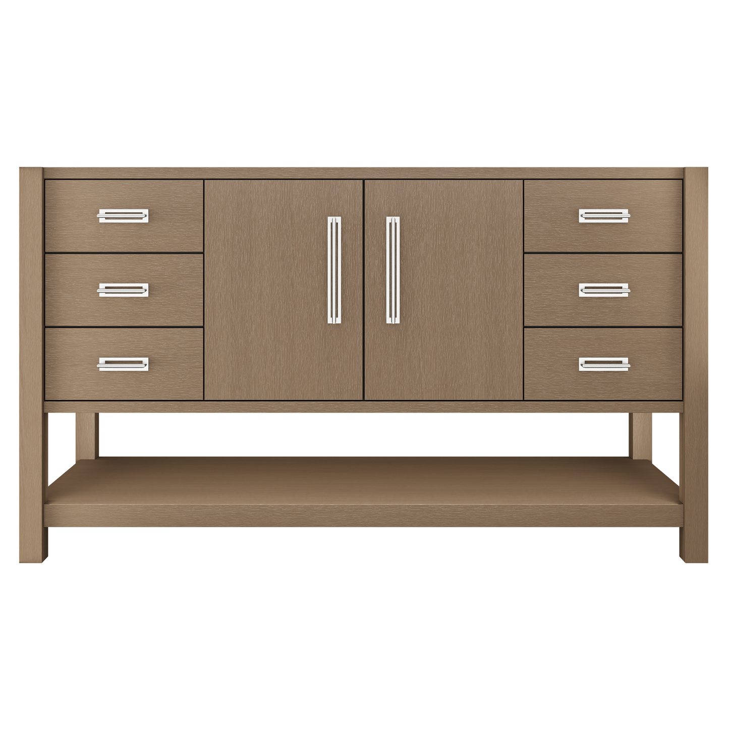 Kiawah Single Extra-Wide Bath Vanity 60in Smoked Modern Polished Chrome
