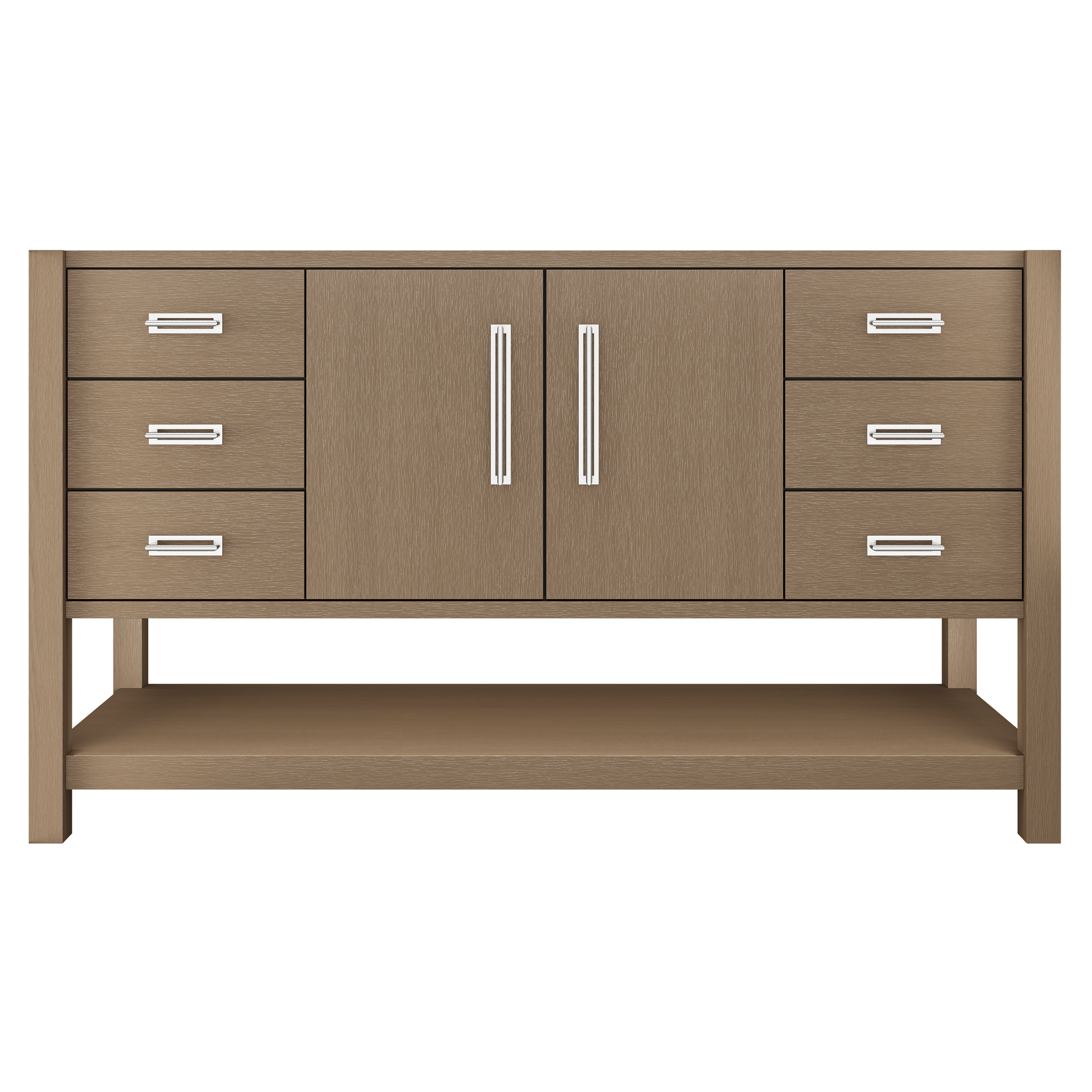 Kiawah Single Extra-Wide Bath Vanity 60in Smoked Modern Polished Chrome