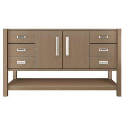 Kiawah Single Extra-Wide Bath Vanity 60in Smoked Modern Polished Chrome