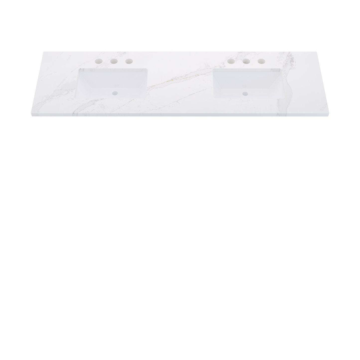 73" Vanderloc Silestone® Quartz Bathroom Vanity Top | Double Rectangle Sink | Centered in Et Calacatta Gold