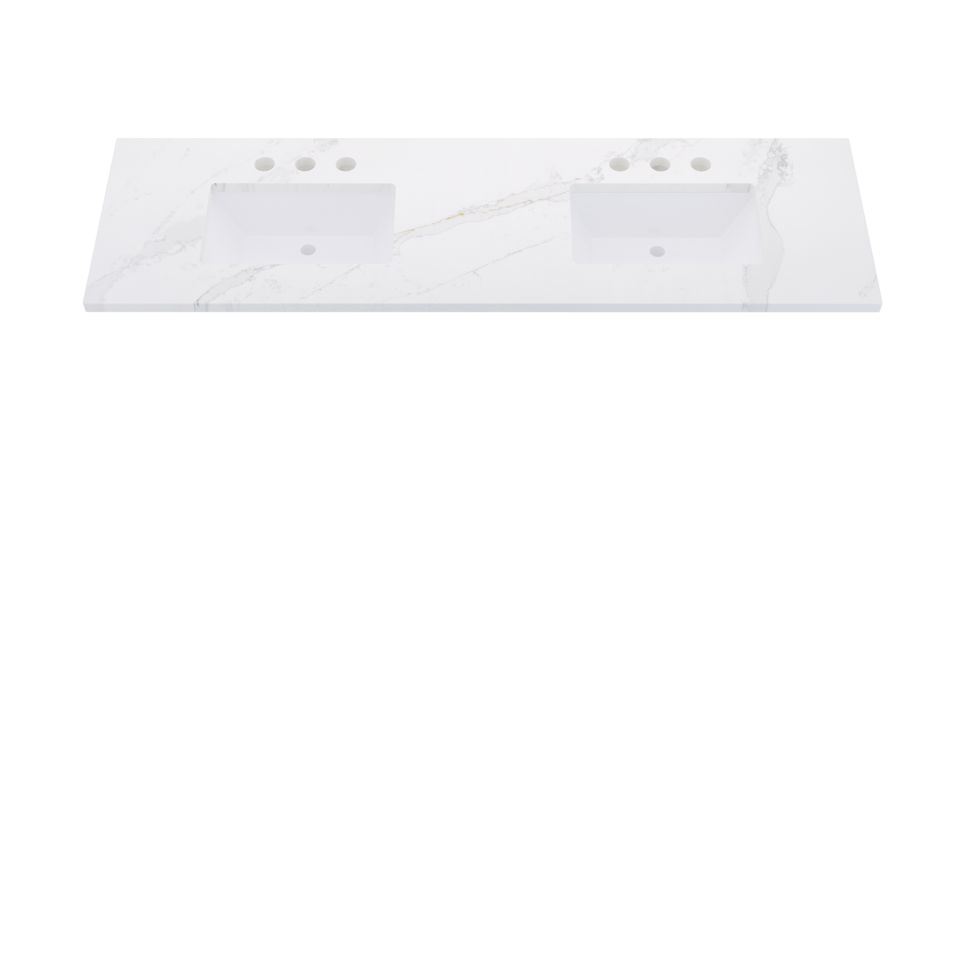 73" Vanderloc Silestone® Quartz Bathroom Vanity Top | Double Rectangle Sink | Centered in Et Calacatta Gold