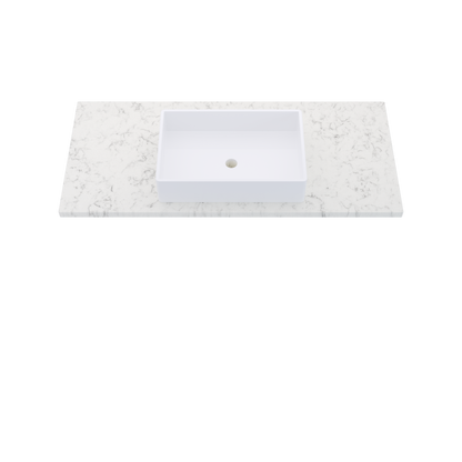 49" Vanderloc Silestone® Quartz Bathroom Vanity Top | Single Vigo Sink | Centered in Lyra