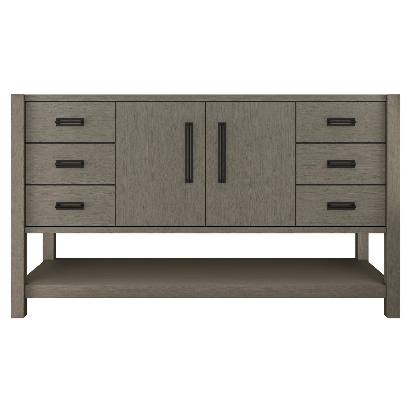 Kiawah Single Extra-Wide Bath Vanity 60in Gray Weathered Matte Black
