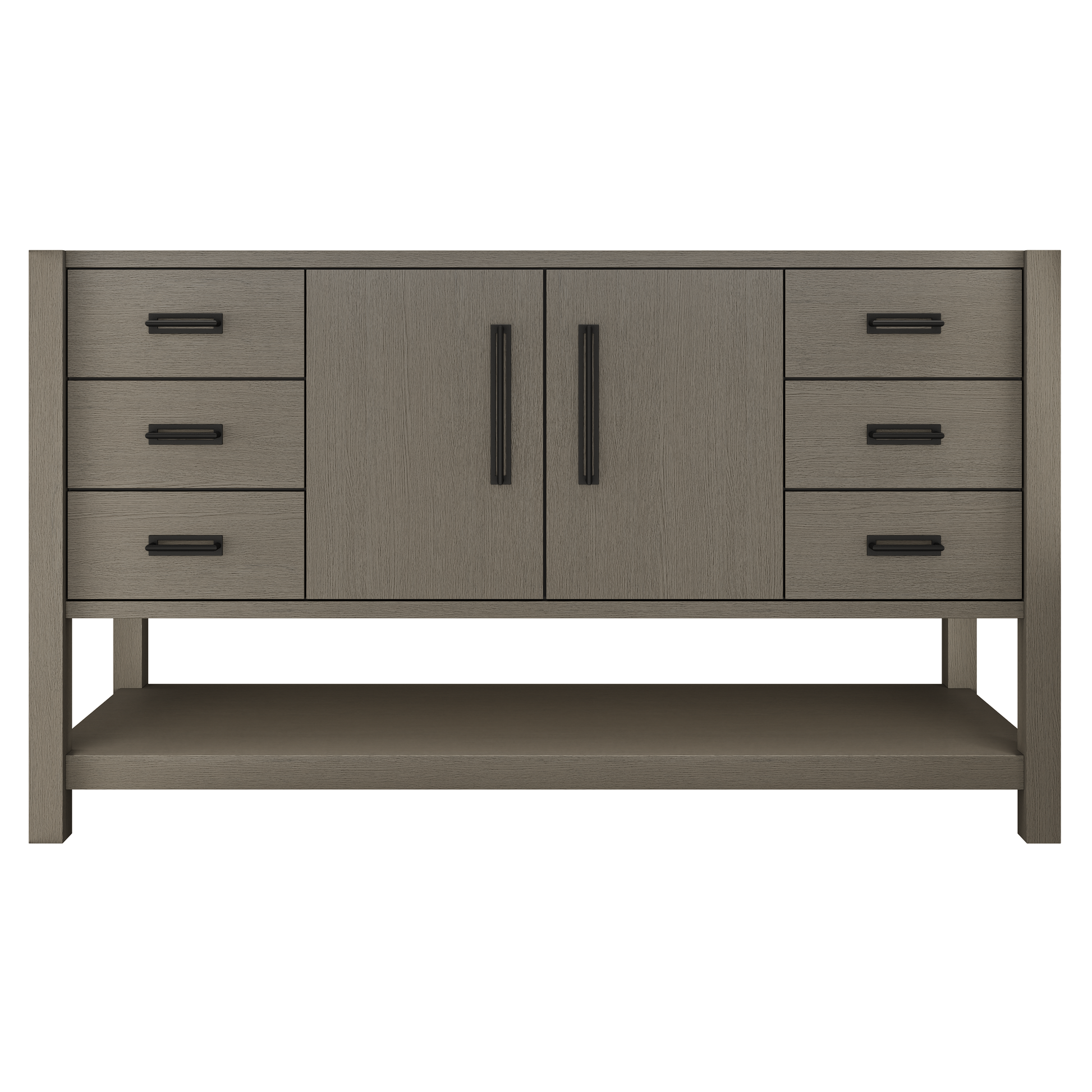 Kiawah Single Extra-Wide Bath Vanity 60in Gray Weathered Matte Black