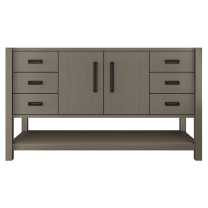Kiawah Single Extra-Wide Bath Vanity 60in Gray Weathered Matte Black