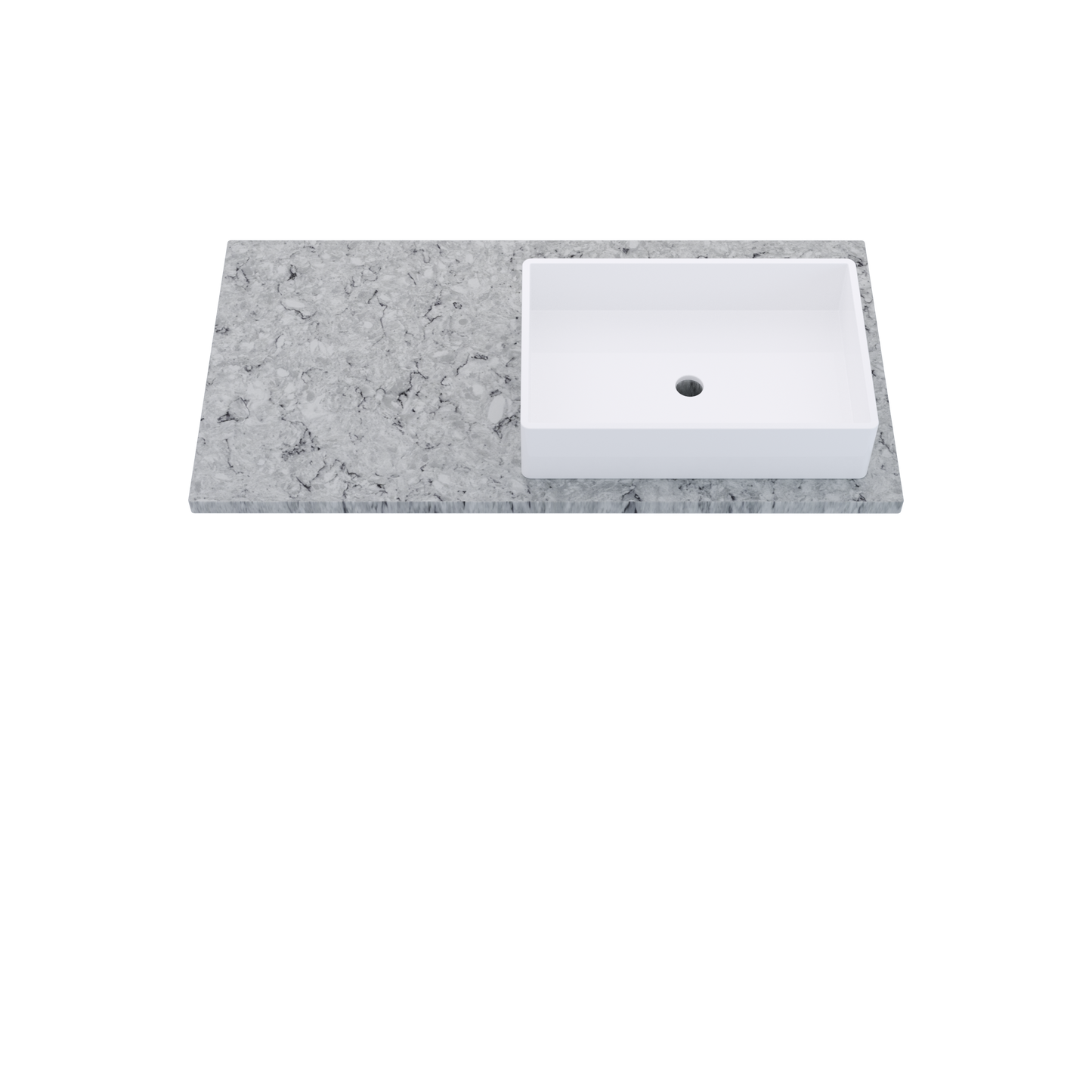 43" Vanderloc Silestone® Quartz Bathroom Vanity Top | Single Vigo Sink | Offset in Pietra