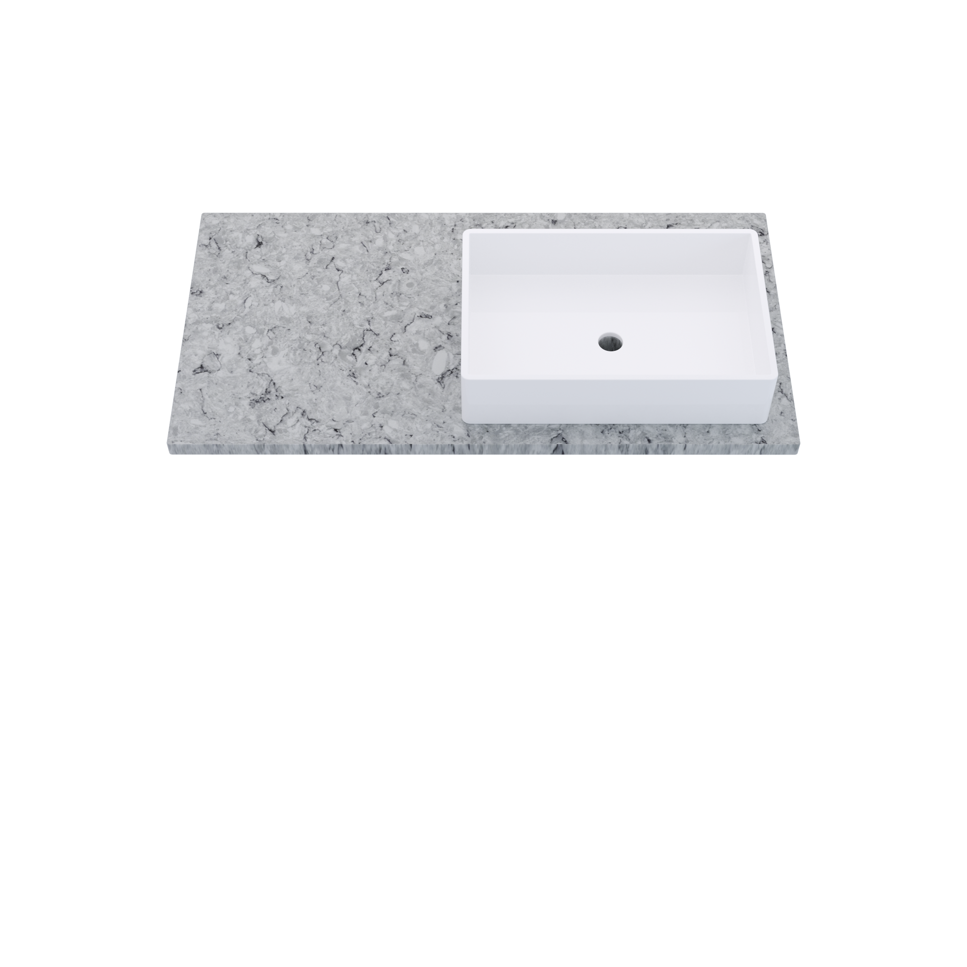 43" Vanderloc Silestone® Quartz Bathroom Vanity Top | Single Vigo Sink | Offset in Pietra