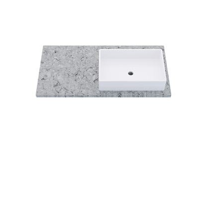 43" Vanderloc Silestone® Quartz Bathroom Vanity Top | Single Vigo Sink | Offset in Pietra
